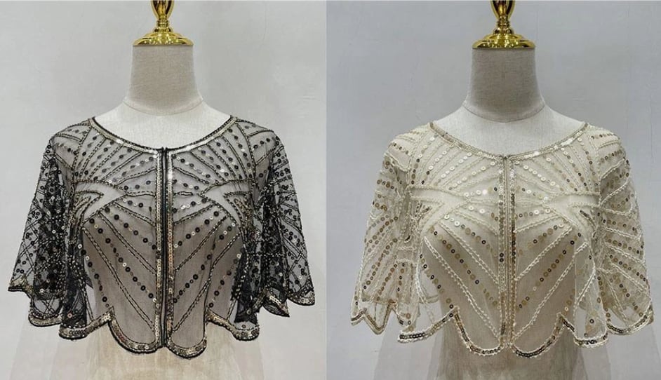 š„ Vintage Lace Beaded Shawlš„
