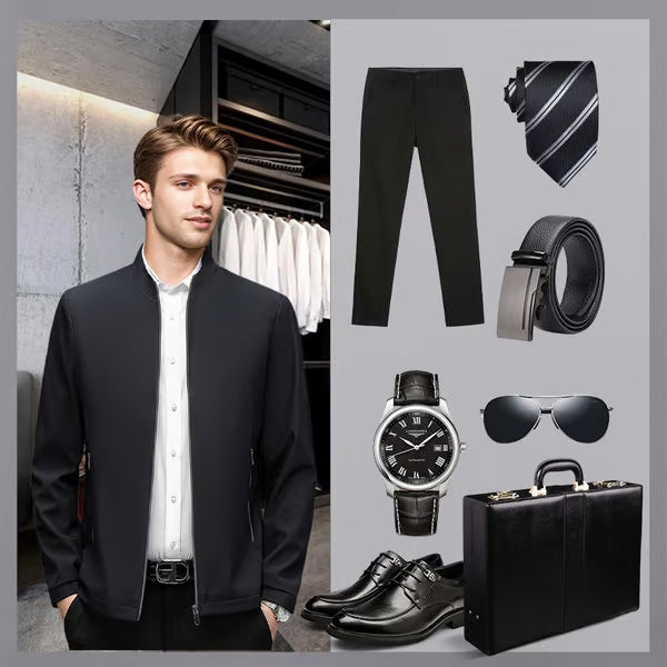 👑Men's Standing Collar Zipper Casual Jacket