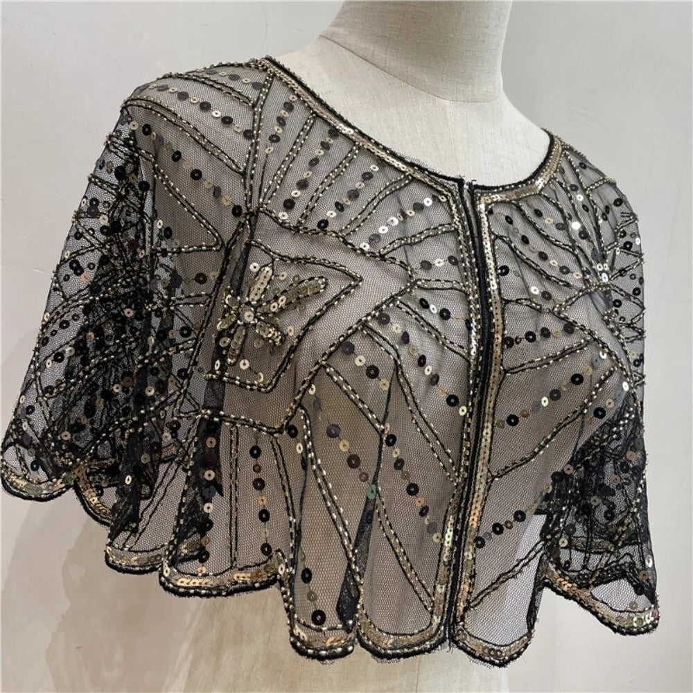 š„ Vintage Lace Beaded Shawlš„