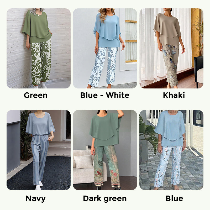 🔥LAST DAY SALE - 49% OFF🔥Women’s Printed Pants and Crew Neck Top Set