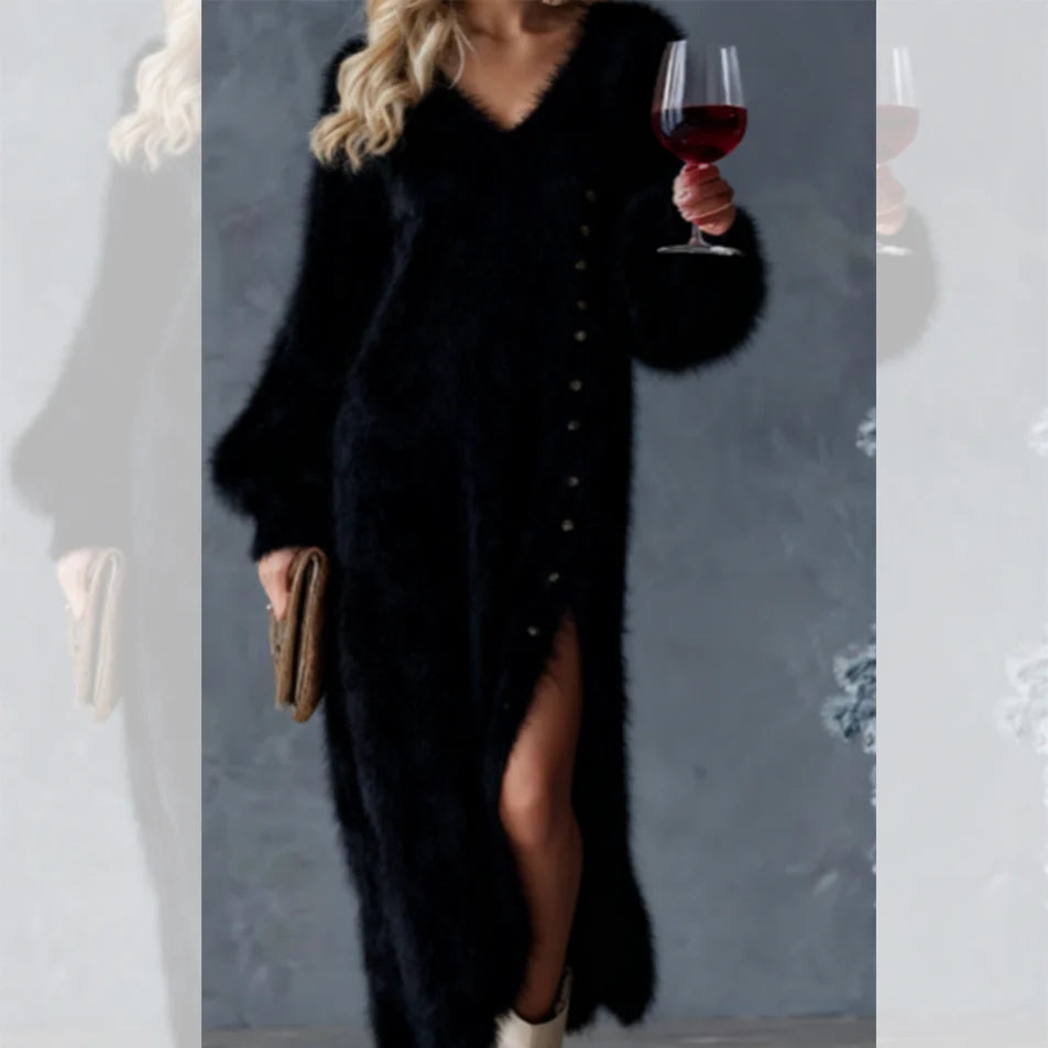 ✨ Elegant High-quality Plush Dress For Women, With a Side Slit ✨