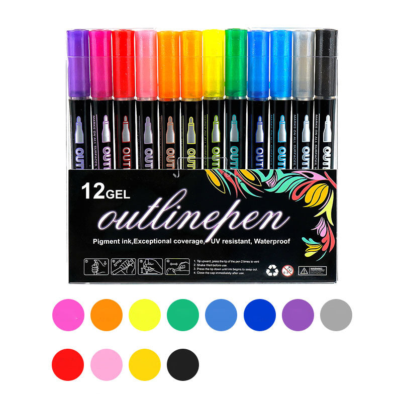 ๐ Double Outline Glitter Coloring Pen Set