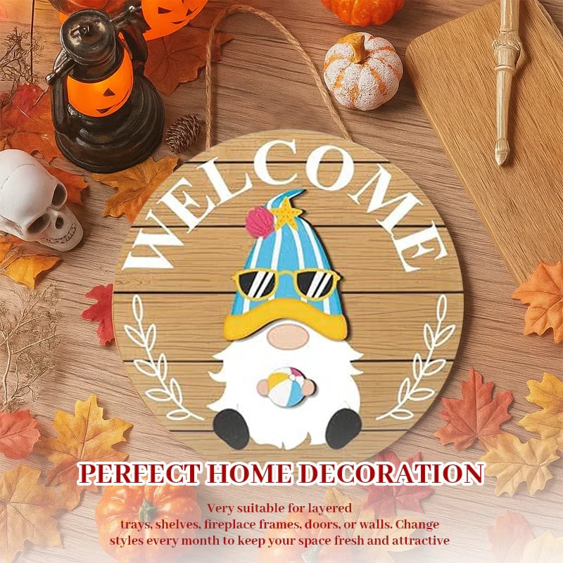 🎁50% OFF🍁Christmas Best Decorations🎄Interchangeable Wooden Gnome Welcome Sign🎅