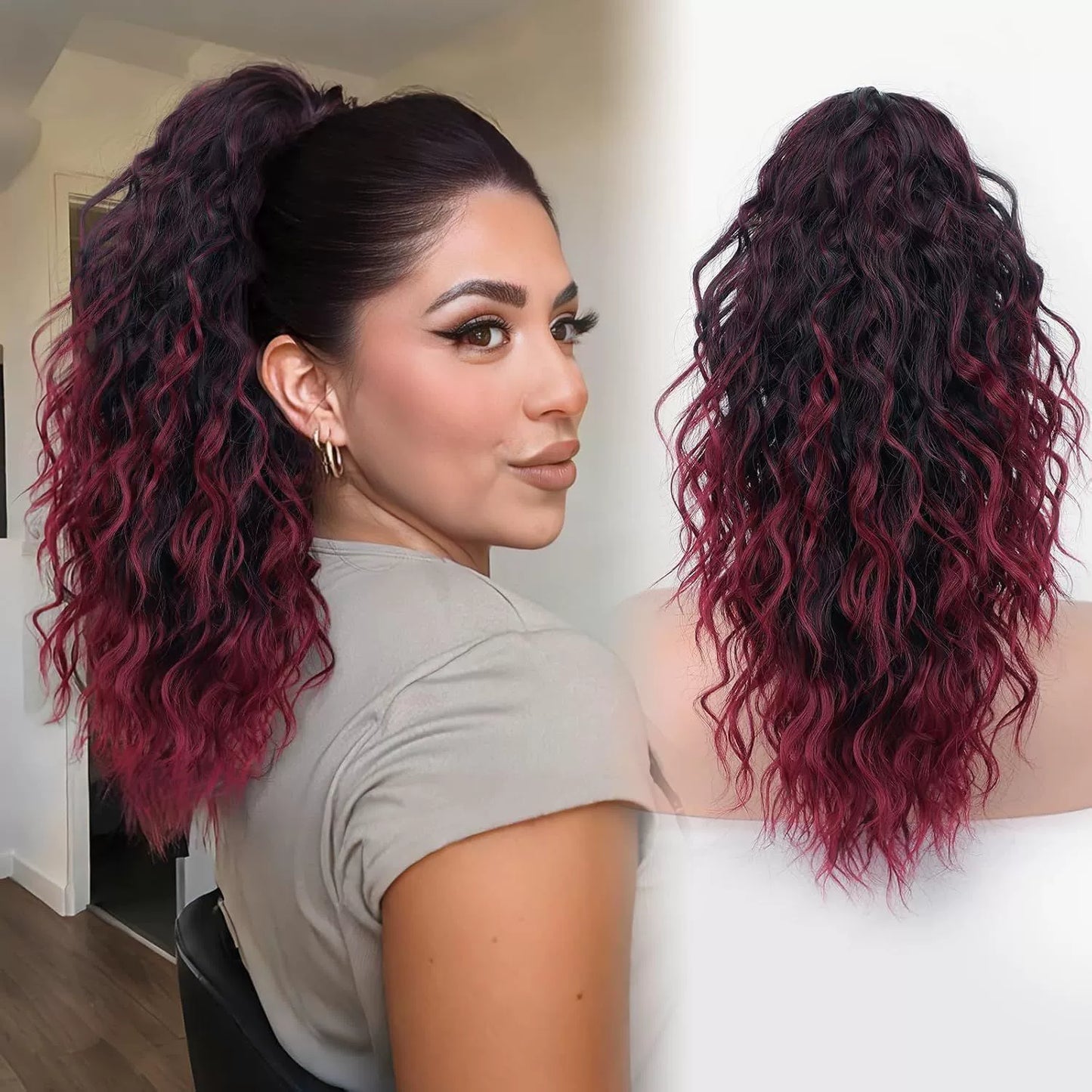 💜 LAST DAY PROMOTION - 50%OFF💜Curly Wavy Frizzy Hair Extension with Ponytail