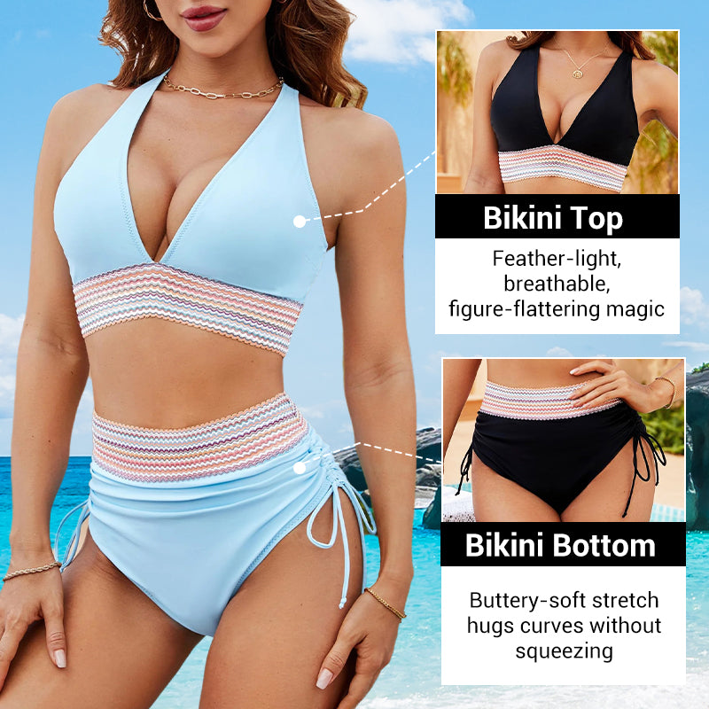 🔥Summer Sale 49% OFF💥👙Tummy Control Color Block Bikini Set