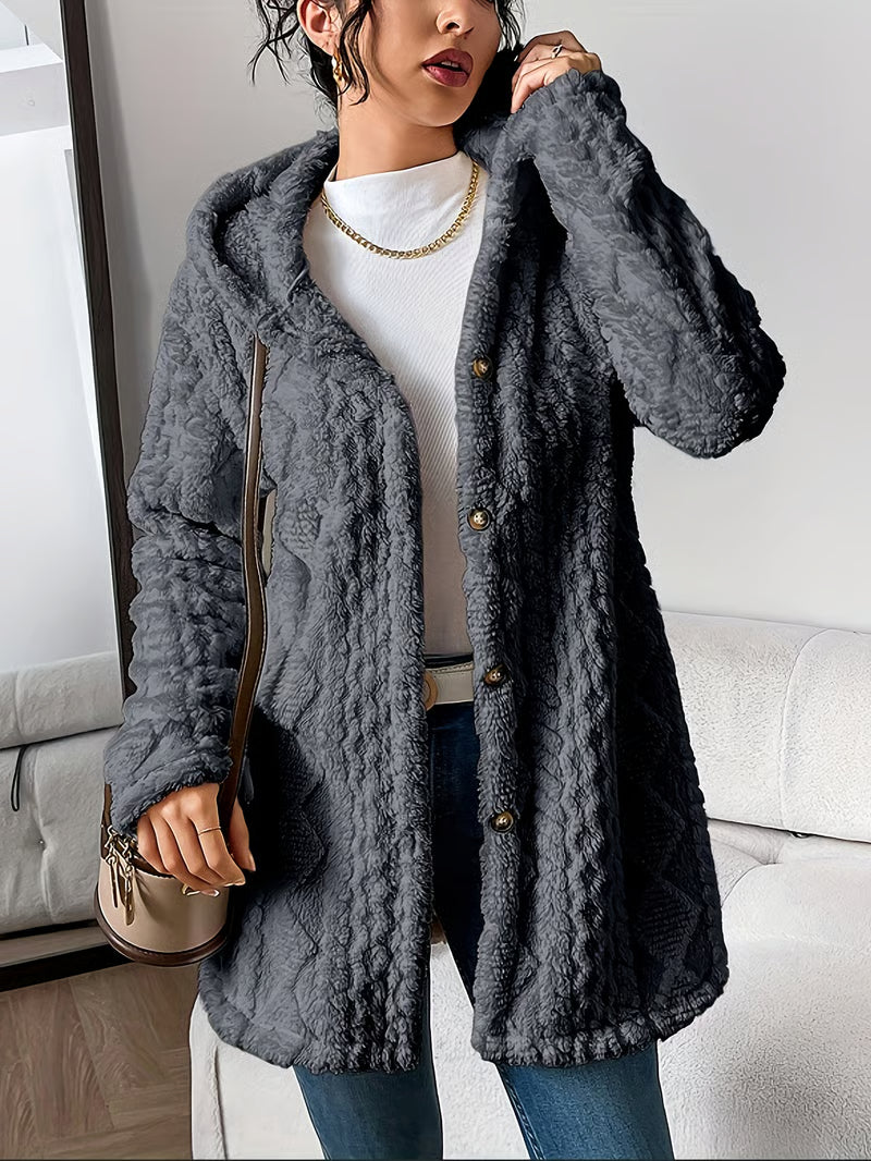 Women's Warm Diamond Pattern Hooded Jacket