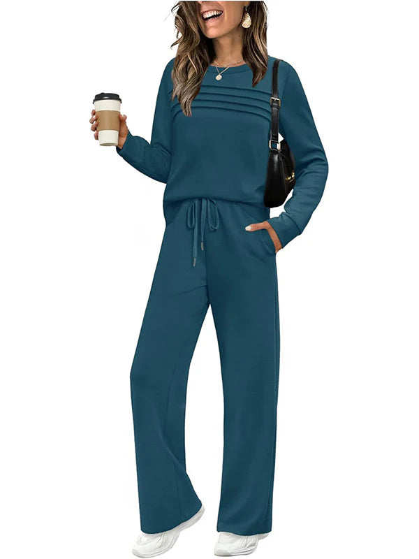 🌸Women's Crew Neck Top & Drawstring Pants Set