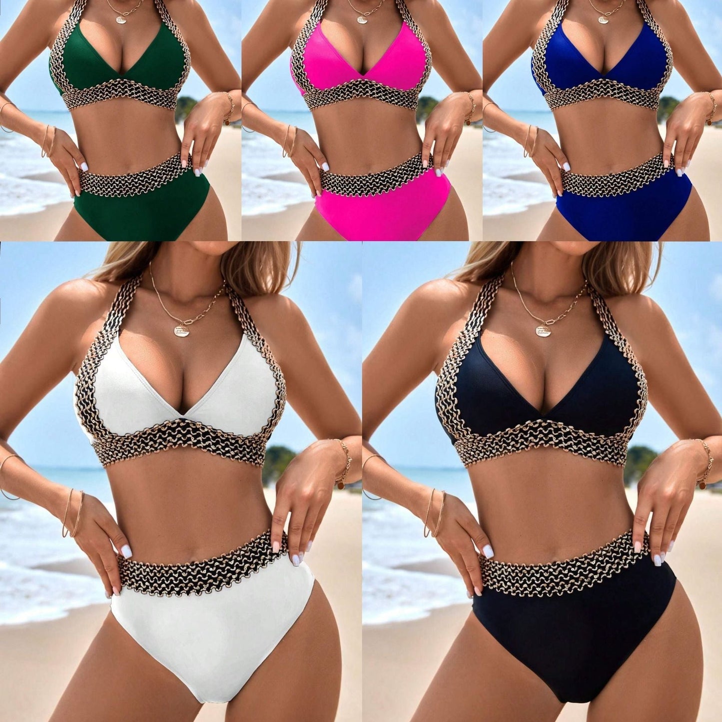 đ„Last Day Promotion 50% OFFđ„Sexy V-neck Women's Holiday Swimsuit With Wavy Pattern