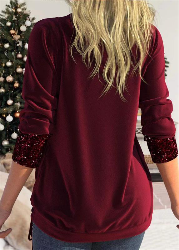 🎄Sequin Loose Smocked Fake Two-Piece Top