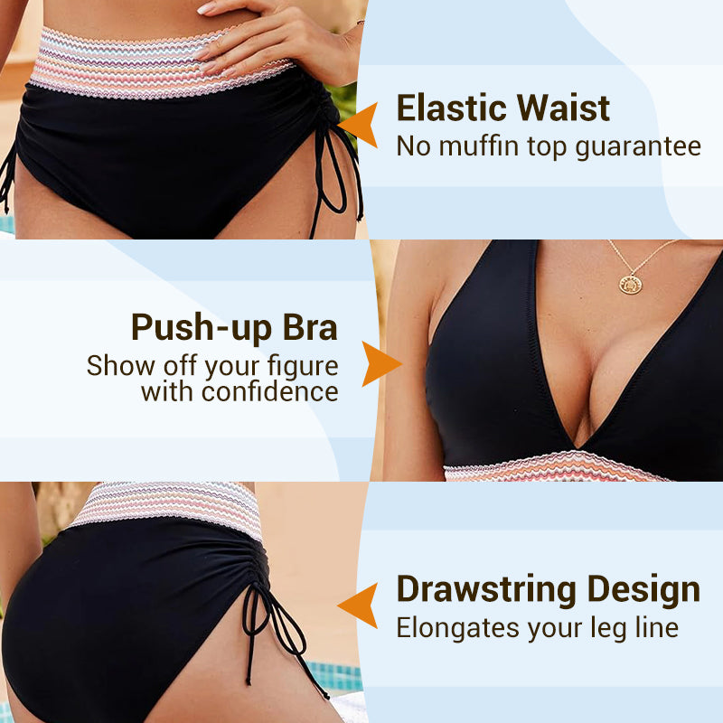 🔥Summer Sale 49% OFF💥👙Tummy Control Color Block Bikini Set
