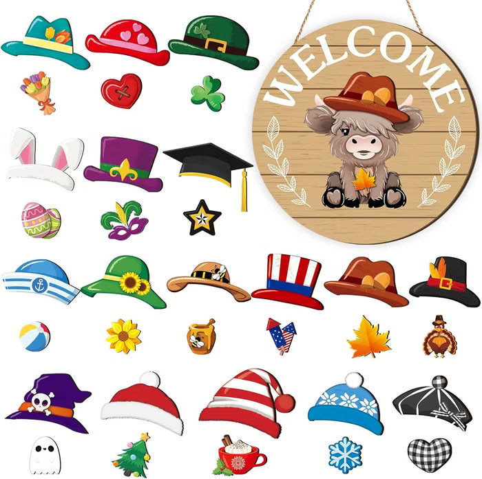 🎁50% OFF🍁Christmas Best Decorations🎄Interchangeable Wooden Gnome Welcome Sign🎅