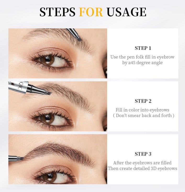 🎉High Quality 3D Waterproof Microblading Eyebrow Pen 4 Fork Tip Tattoo Pencil