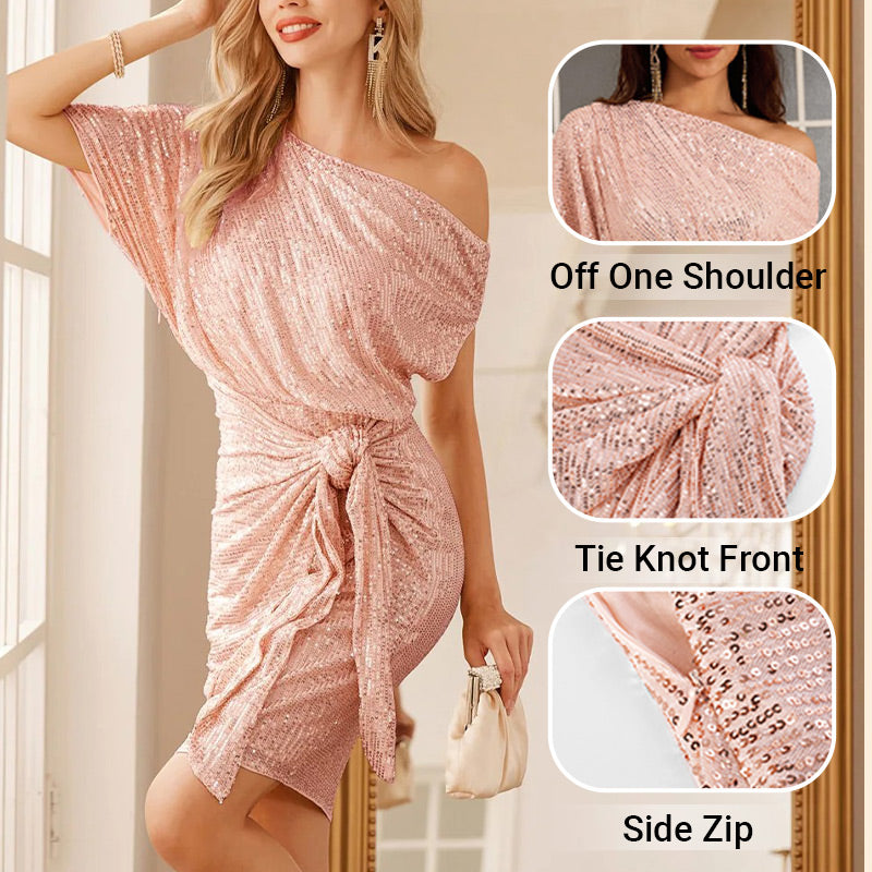 ๐ Women's One Shoulder Sequin Sparkling Party Club Dress