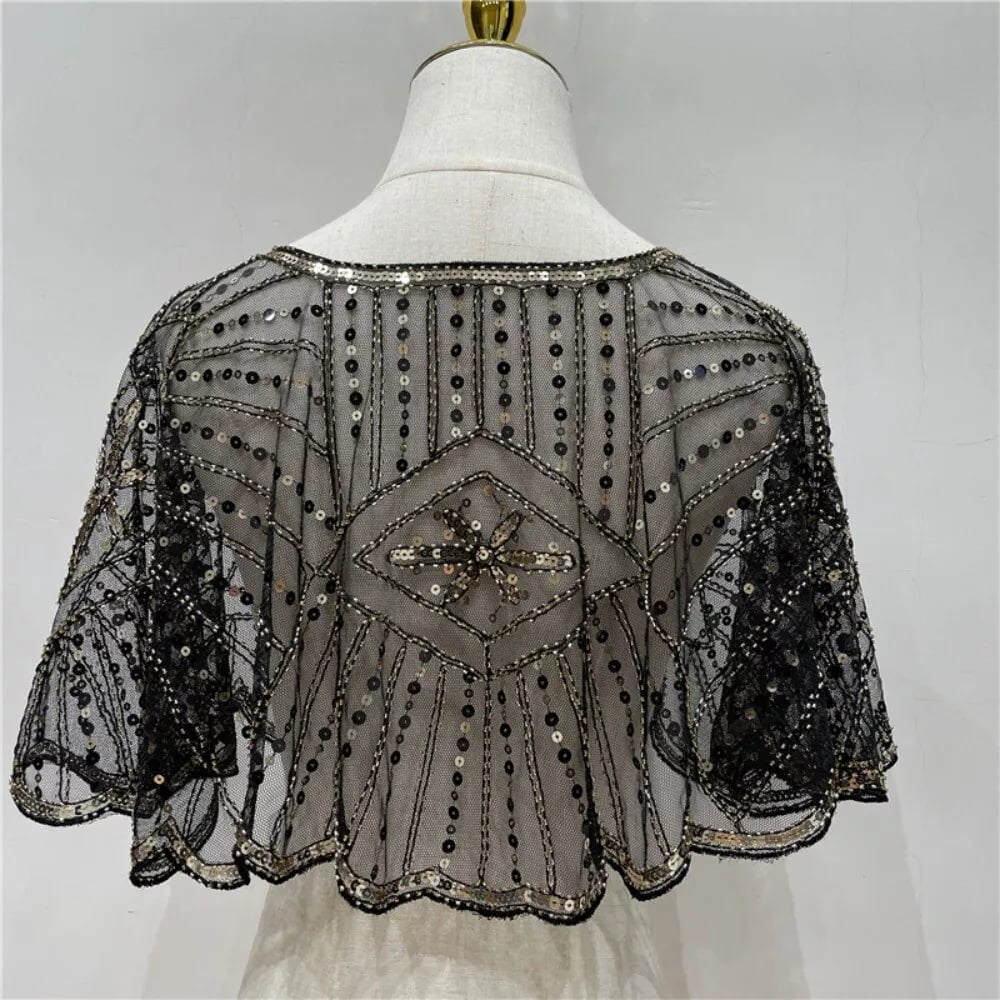 š„ Vintage Lace Beaded Shawlš„