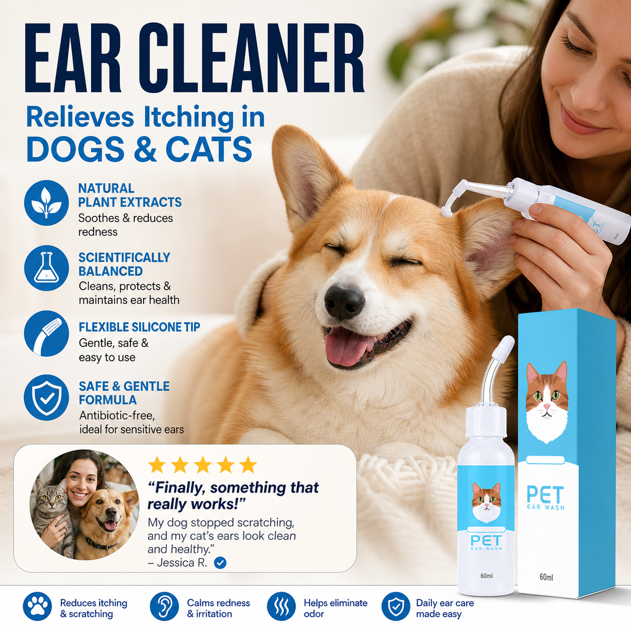 š¶š± Ear cleaner, Relieves itching in dogs & cats