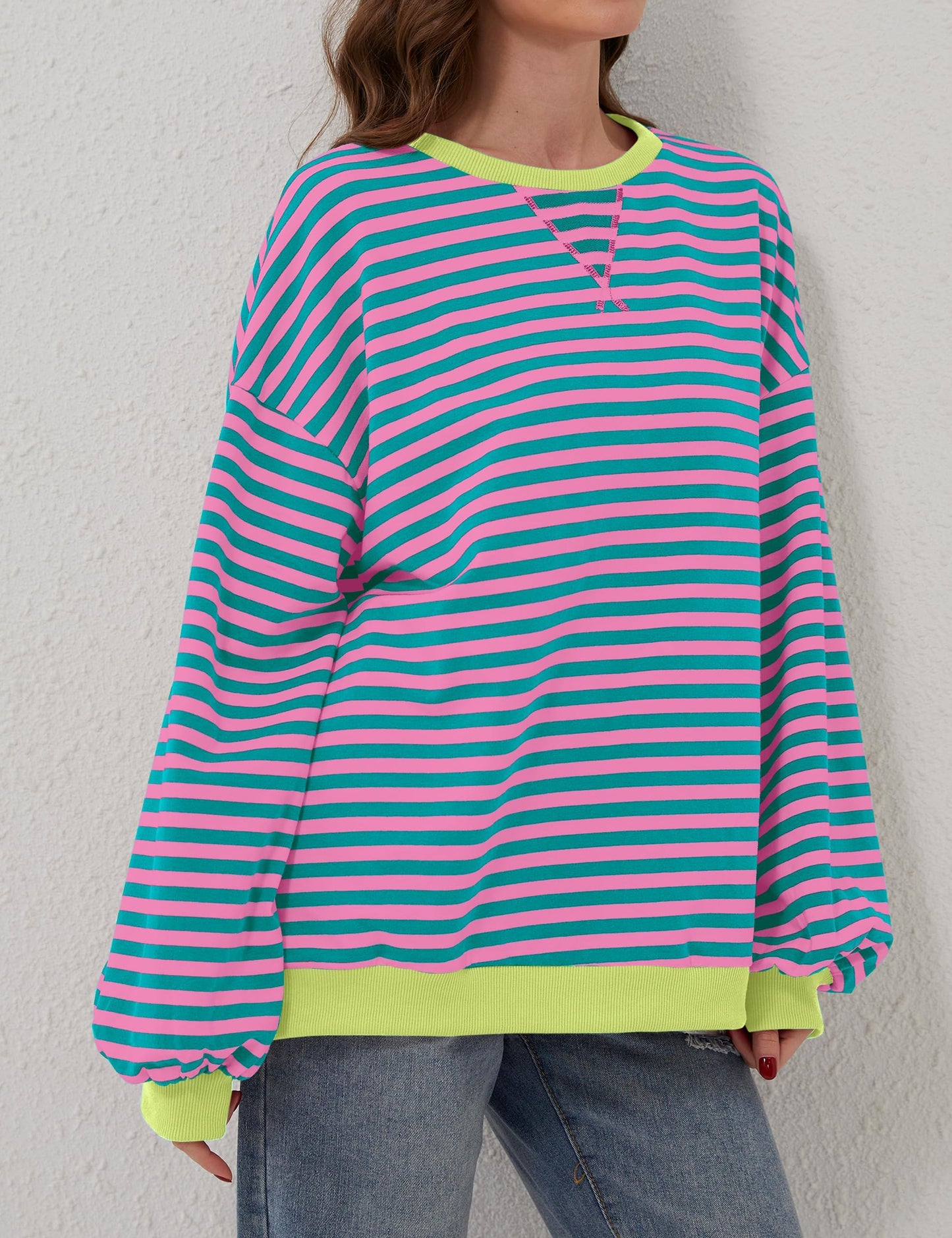 🎁 Hot Sale 49% OFF 🔥Women's Oversized Striped Long Sleeve Pullover