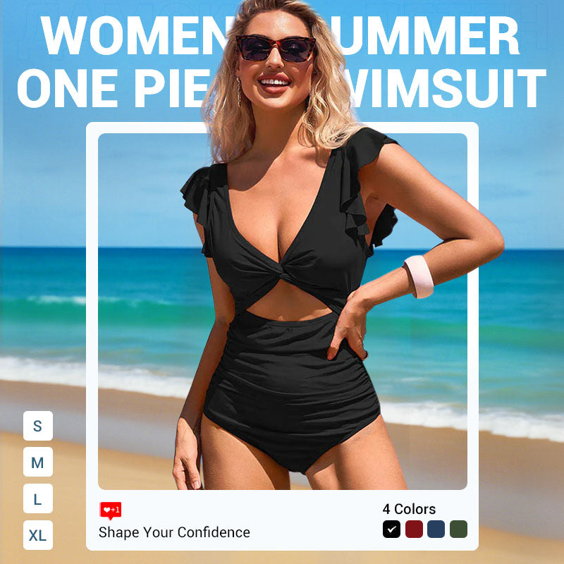 👗Sexy ruffled one-piece swimsuit