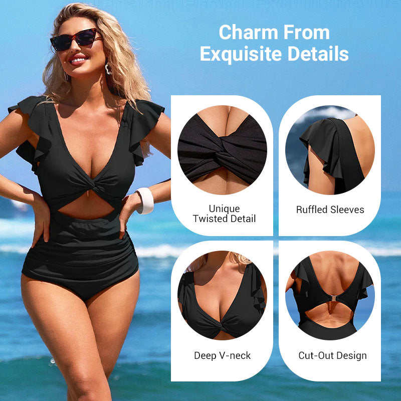 👗Sexy ruffled one-piece swimsuit