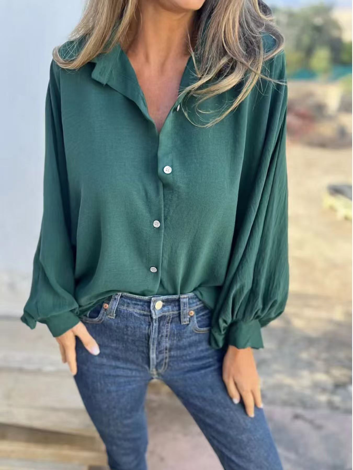 š„Hot SaleāØSolid Color Oversized Long Sleeve Shirt