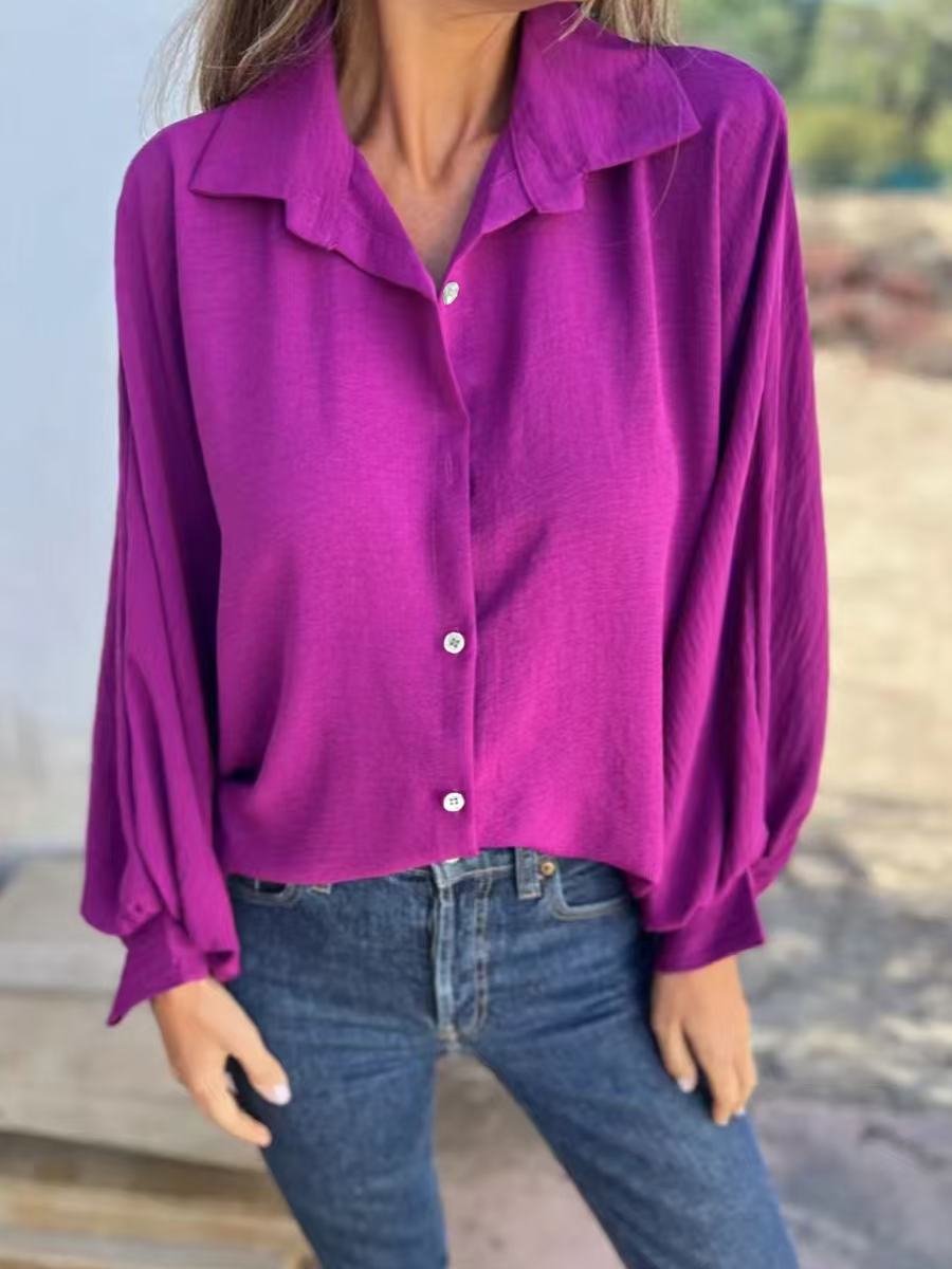 š„Hot SaleāØSolid Color Oversized Long Sleeve Shirt