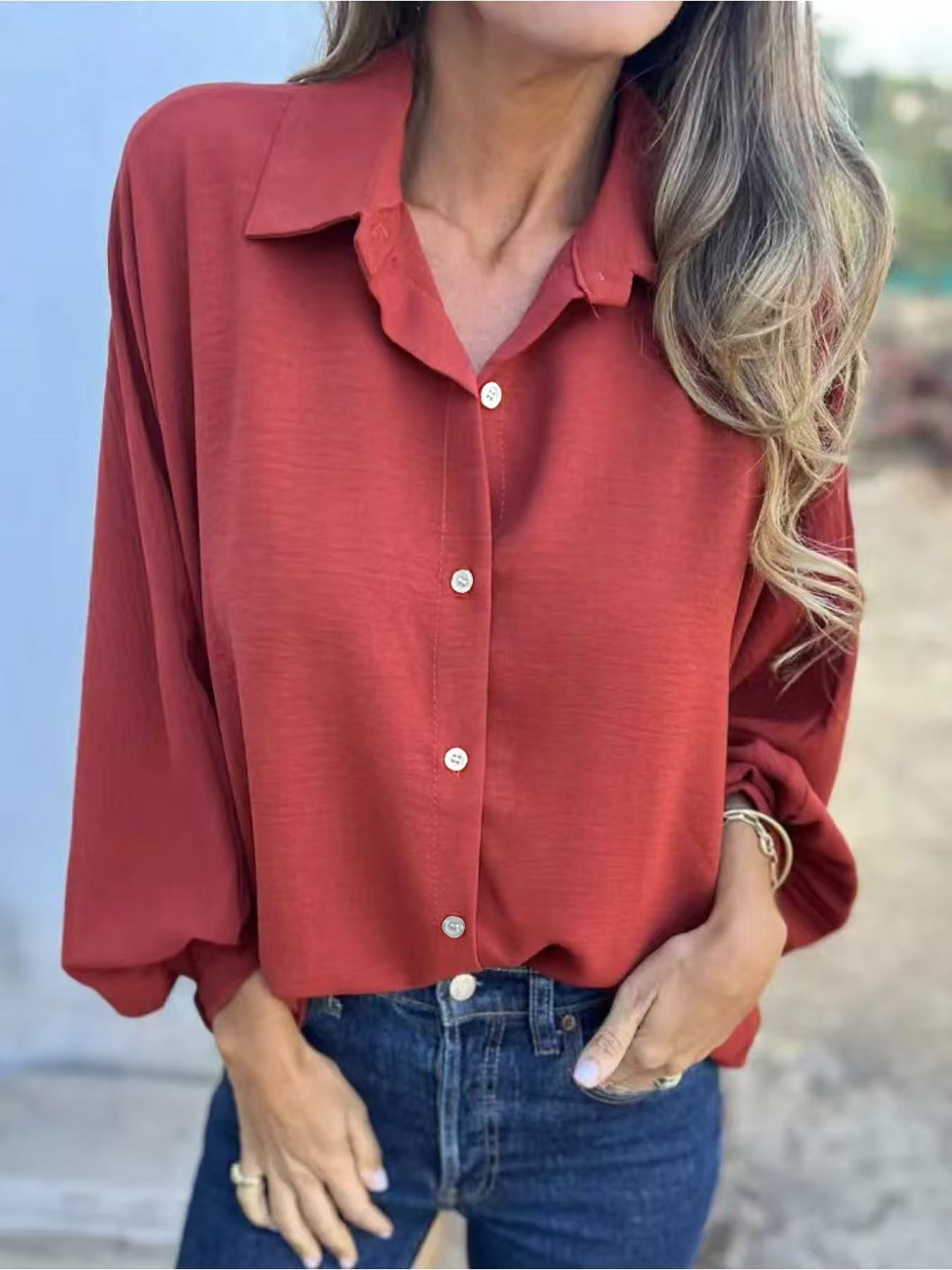 š„Hot SaleāØSolid Color Oversized Long Sleeve Shirt