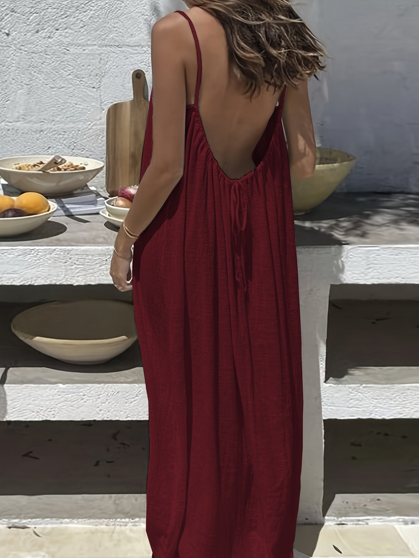 ❄️💕Hot Sale 50% OFF!💃Women's Solid Color Backless Cami Dress