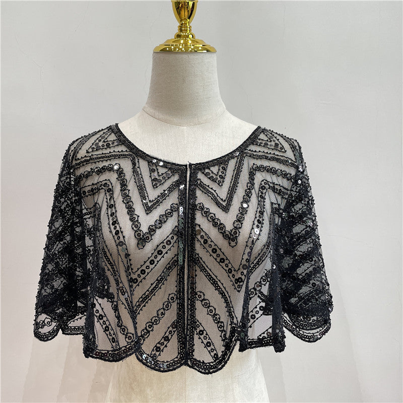š„ Vintage Lace Beaded Shawlš„