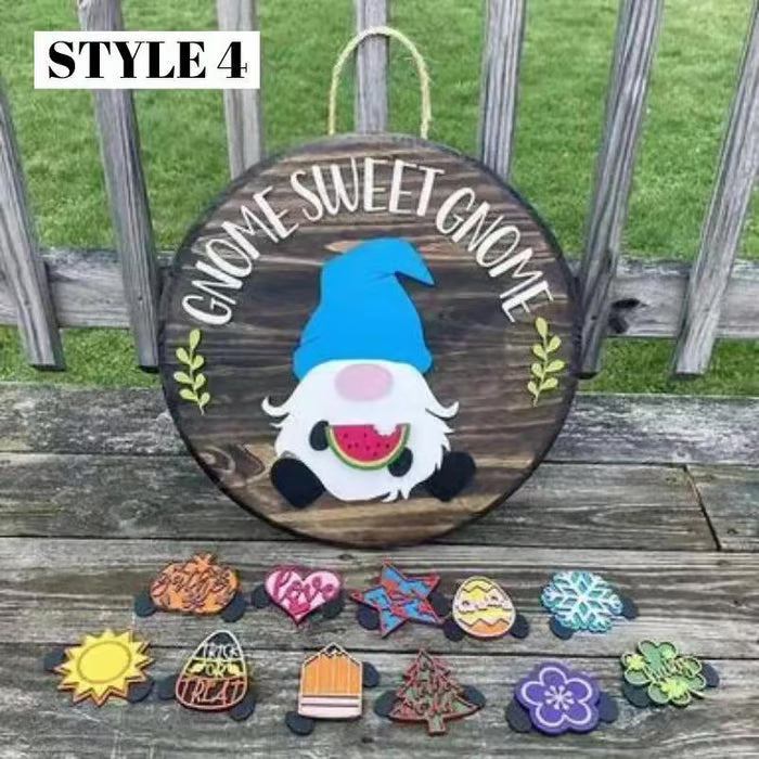 🎁50% OFF🍁Christmas Best Decorations🎄Interchangeable Wooden Gnome Welcome Sign🎅