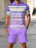 🔥Men's Short Sleeve Casual Set, Summer Beach Fashion Sport Wear, Plaid Pattern, Slim-Fitting, Above the Knee