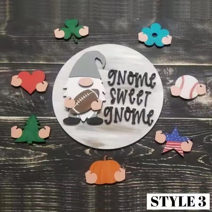🎁50% OFF🍁Christmas Best Decorations🎄Interchangeable Wooden Gnome Welcome Sign🎅