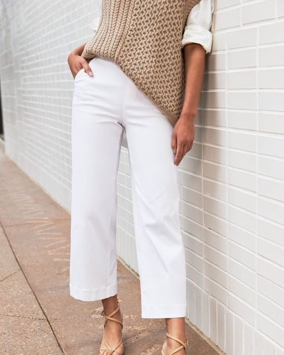 👖Stretch Twill Cropped Wide Leg Pants