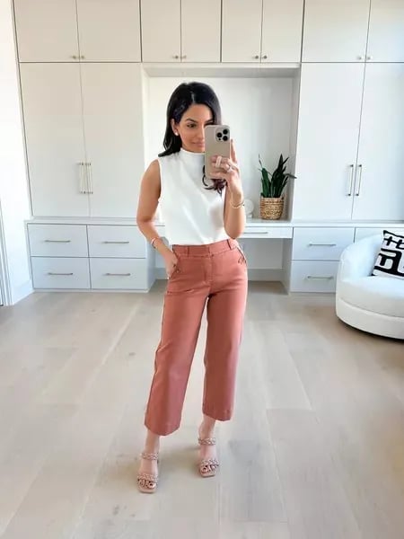 👖Stretch Twill Cropped Wide Leg Pants
