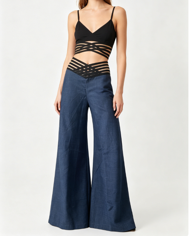 🍃Women's Casual Hollow-out High-Waisted Wide-Leg Pants