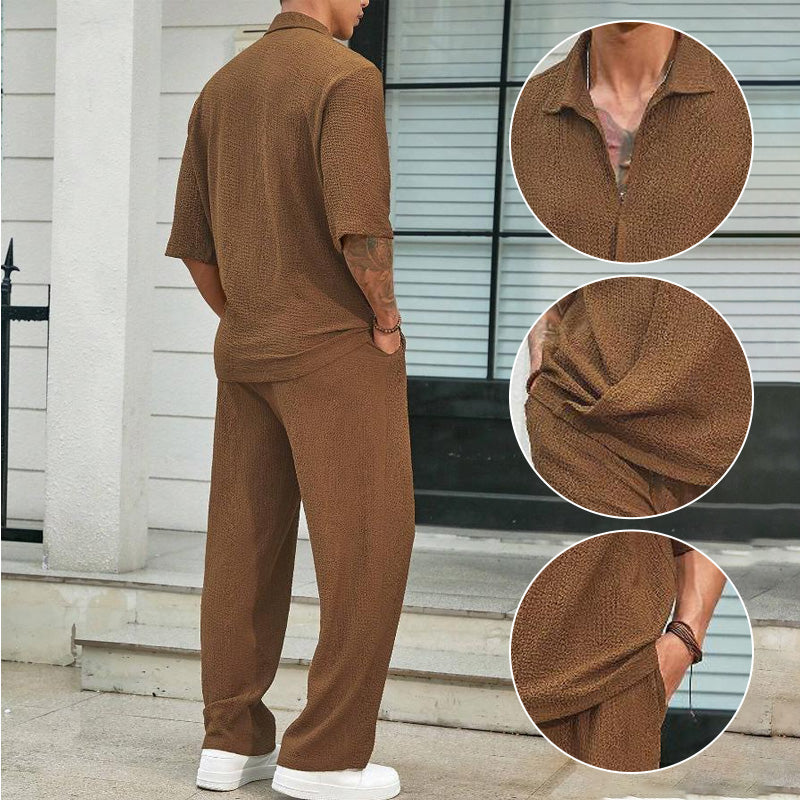 🌸2025 New Products 50% OFF💖Men's 2 Pieces Short Sleeve V-Neck Top & Pants Sets