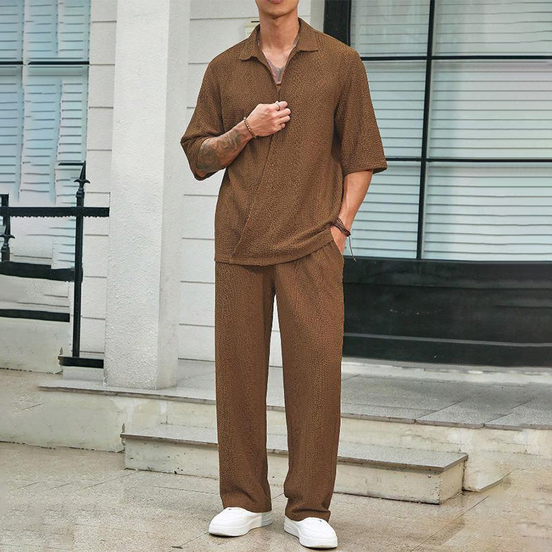 🌸2025 New Products 50% OFF💖Men's 2 Pieces Short Sleeve V-Neck Top & Pants Sets