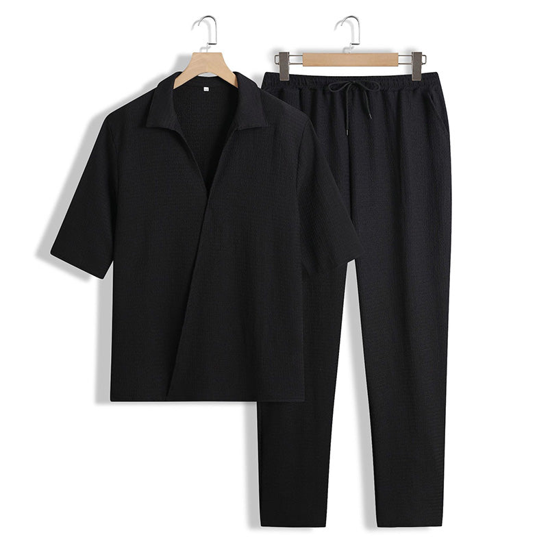 🌸2025 New Products 50% OFF💖Men's 2 Pieces Short Sleeve V-Neck Top & Pants Sets
