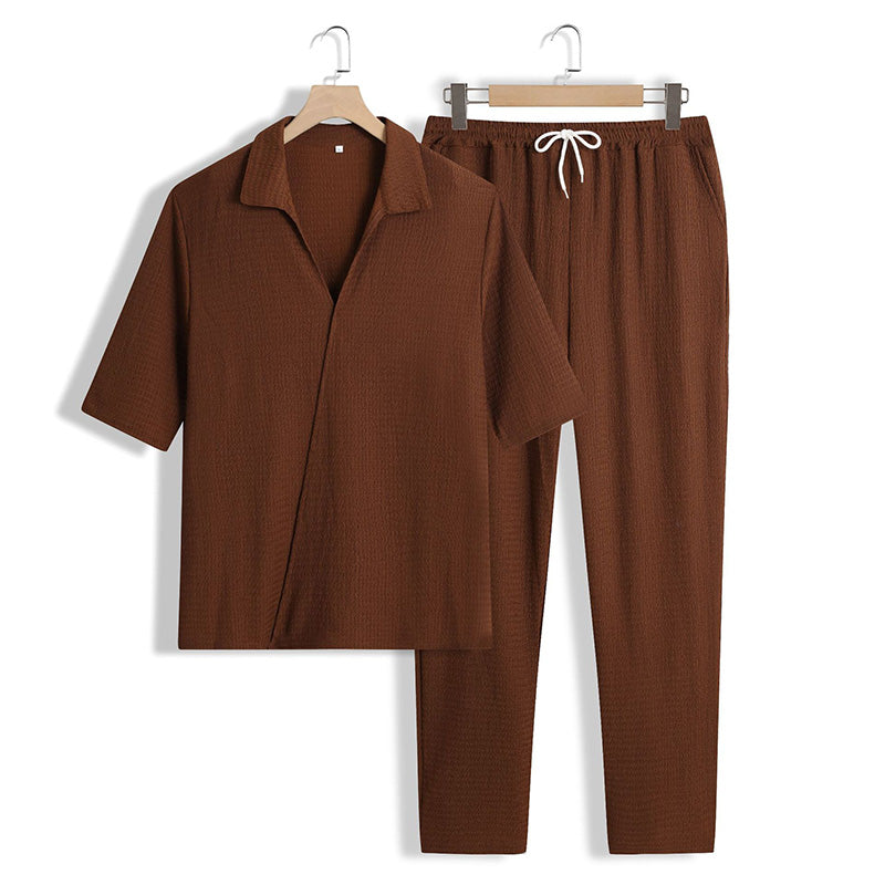 🌸2025 New Products 50% OFF💖Men's 2 Pieces Short Sleeve V-Neck Top & Pants Sets