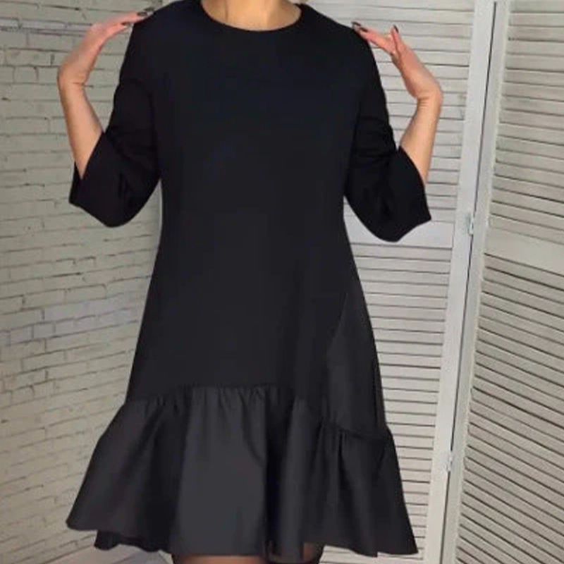 💖Loose Pleated Elegant Black Dress with Seven-pointed Sleeves