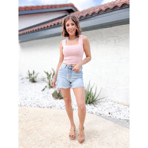 💖LAST DAY SALE 50% OFF🩳High Rise Frayed Hem Cut Off Jean Shorts
