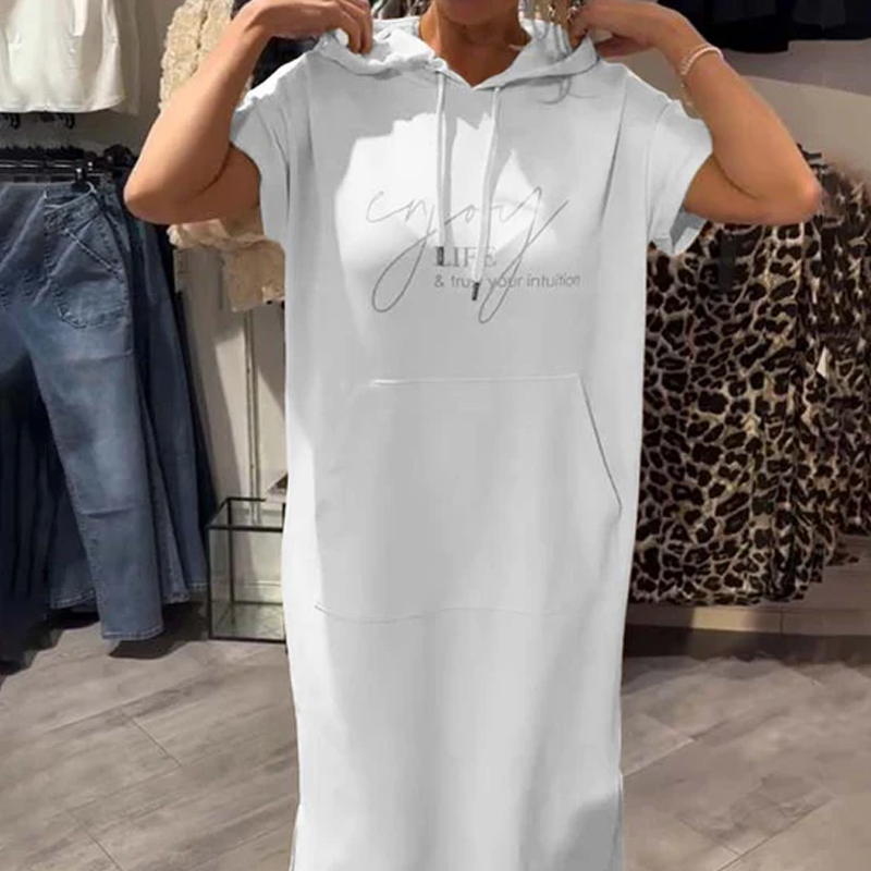 🎯 Factory direct supply ✨ for ladies solid color hooded short sleeve long skirt |