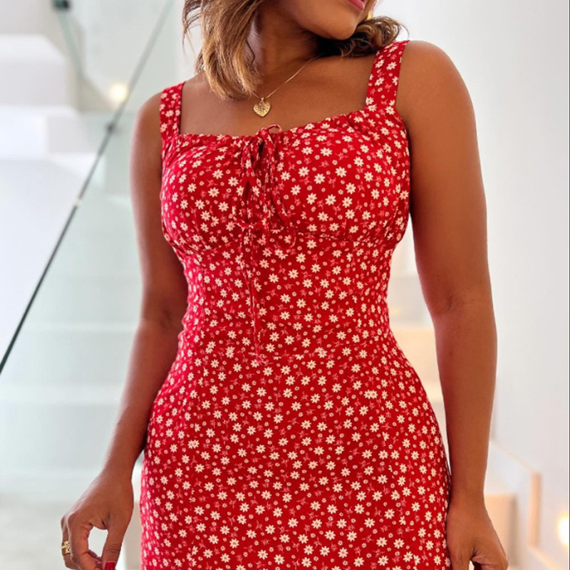 🌸Floral Print Spaghetti Strap Mini Dress
