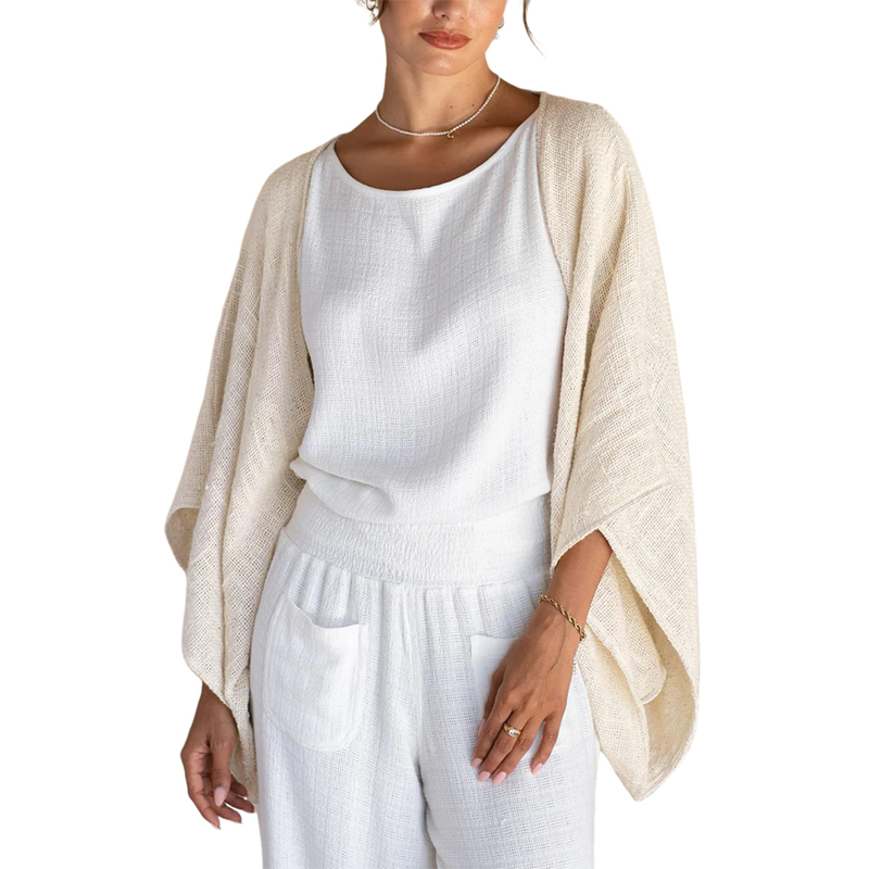 💖 Special Price £14.99🔥Last 3 Hours!!💝Women's Linen Cardigan 3/4 Sleeve Open Front Loose Cover Ups Lightweight Shrug