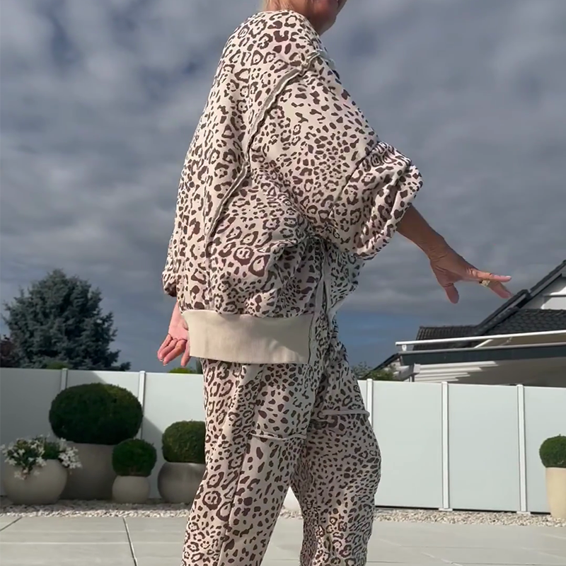 Shipping Free - Women's Leopard Print Top & Pants 2-Piece Set ☕