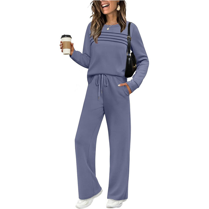 🌸Women's Crew Neck Top & Drawstring Pants Set