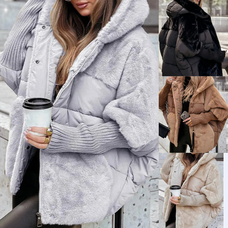 💥New arrivals now available with 50% off-Women’s Oversized Hooded Patchwork Puffer Coat