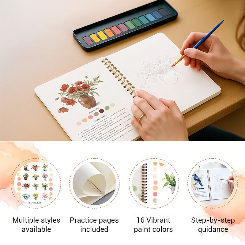 Hot Sale 56% OFF📚ginner-Friendly❤️Watercolor Workbook