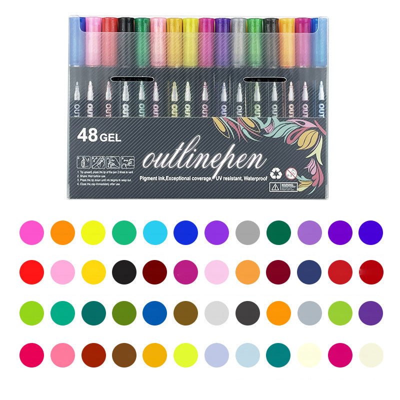 🎅Christmas Special Deals £7.95!!⚡50K+ SOLD!🎁Double Outline Glitter Coloring Pen Set