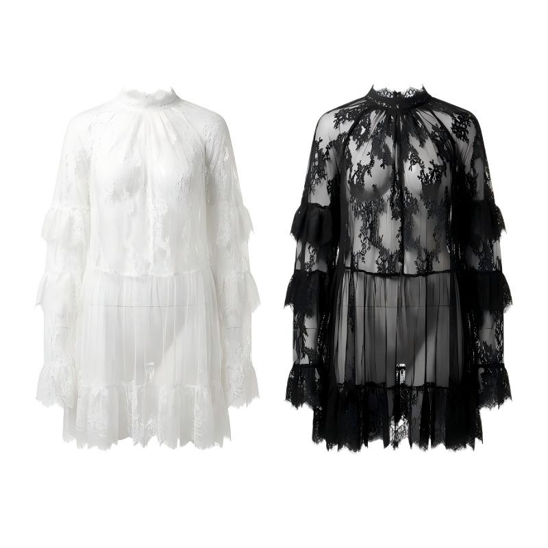 Elegant Hollow-Out Lace Dress