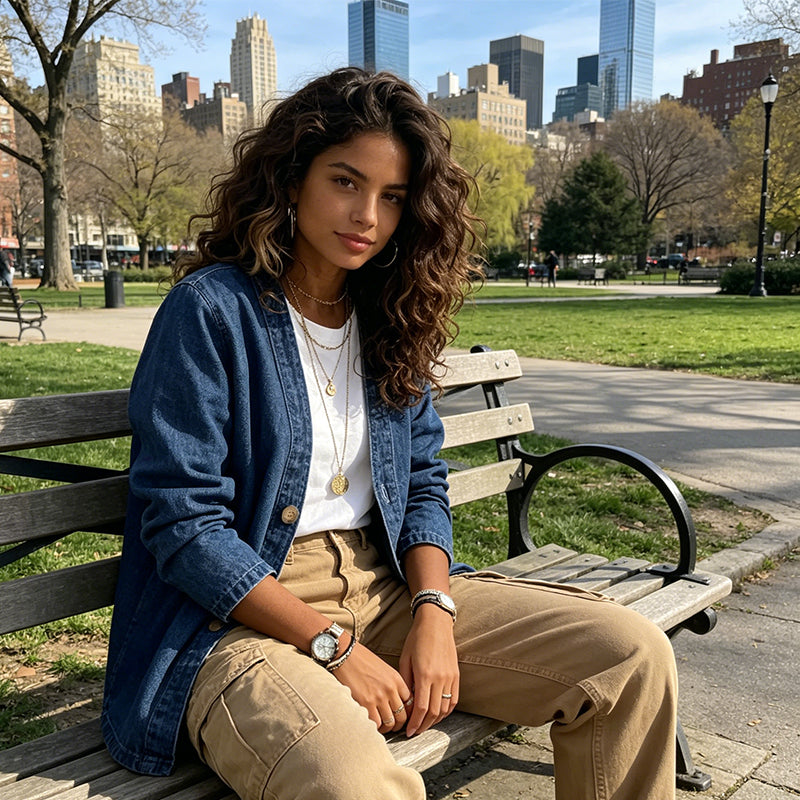 📢📢50% OFF !! ⏰ Women's Classic Button Front Denim Jacket – V-Neck, Breathable Fabric & Relaxed Fit 💙