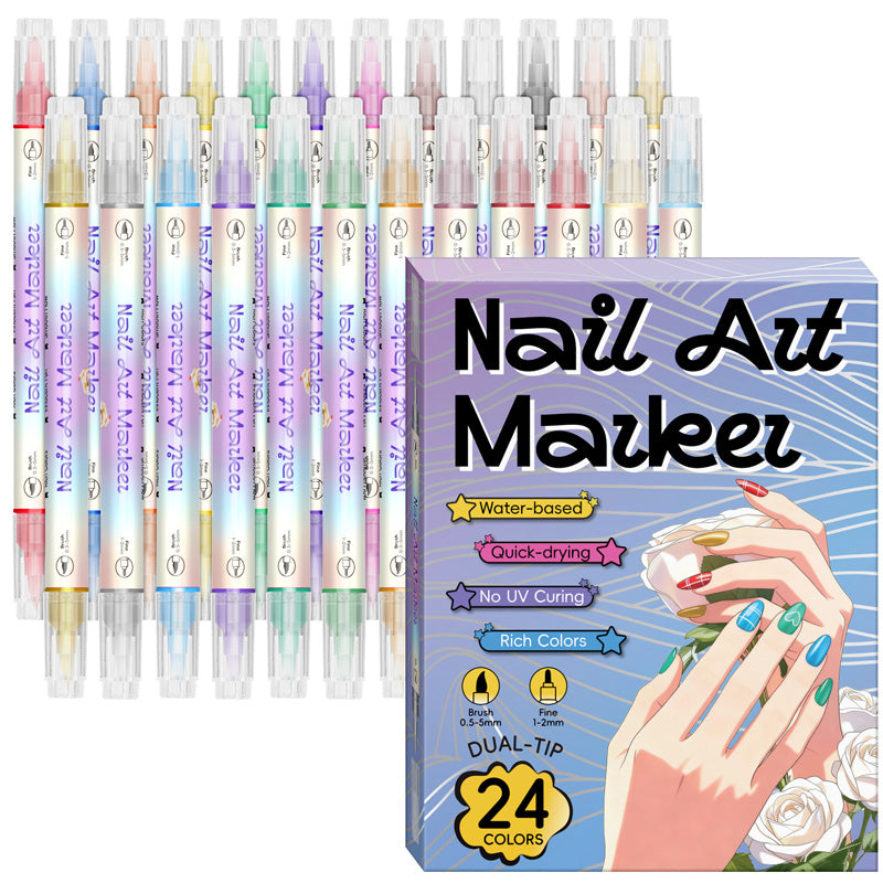 🥳2026 HOT SALE🥳💞50K+ SOLD!✨🎨 50% OFF! Dual-Tip Nail Art Marker Pen SetQuick‑dry, no UV lamp. Fine & brush tips. Easy DIY at home.💅🖌️
